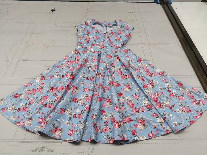 Blue Floral Sheridan Kate Sweetheart Dress - Rocket 88 Full Circle Size XL only