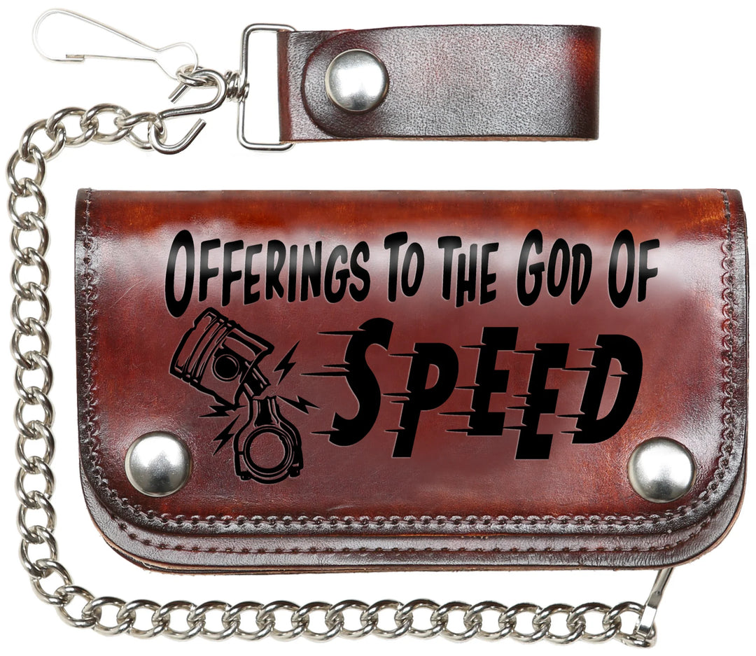 Lucky 13 Offering to the God of Speed Leather Chain Wallet | Rockabilly