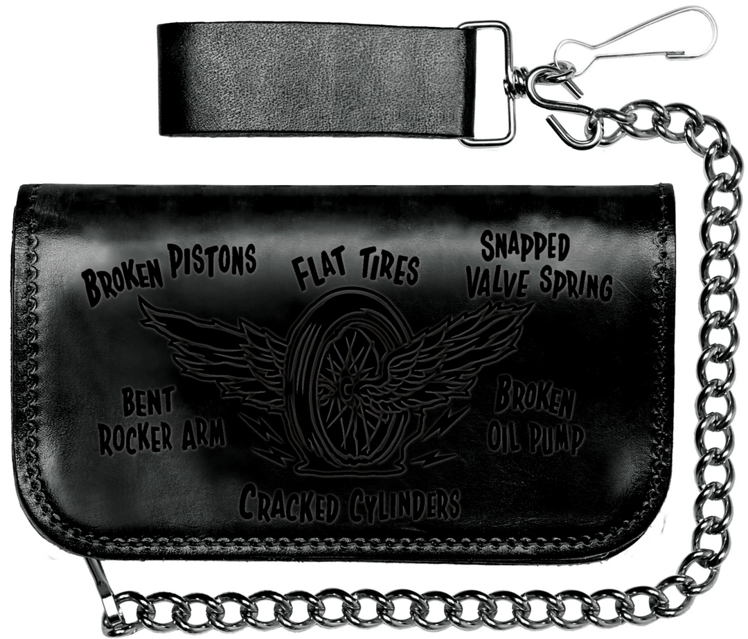 God of Speed Chain Wallet - Lucky 13 Embossed Leather | Rockabilly