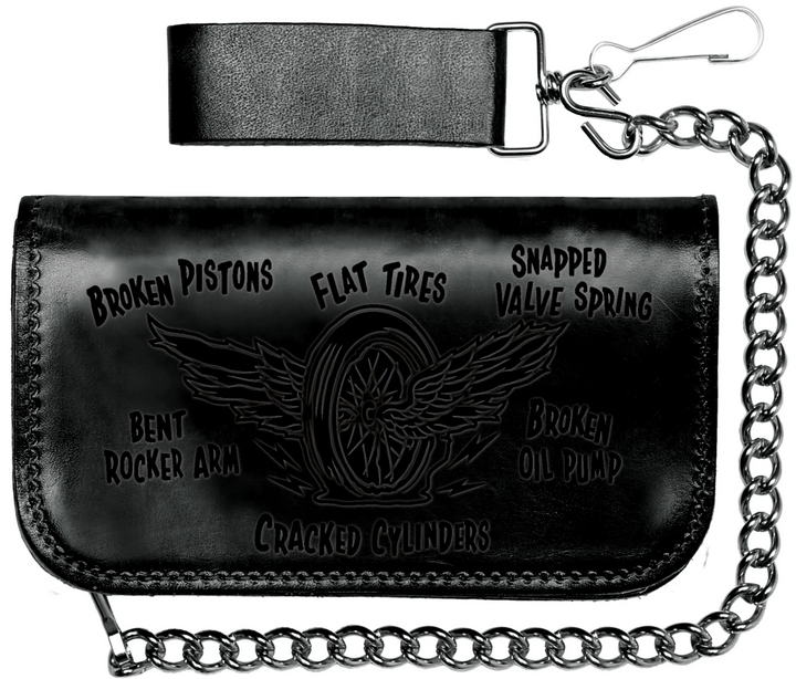 God of Speed Chain Wallet - Lucky 13 Embossed Leather | Rockabilly