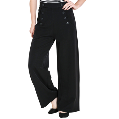 Hell Bunny Retro Carlie Swing Trousers - Black