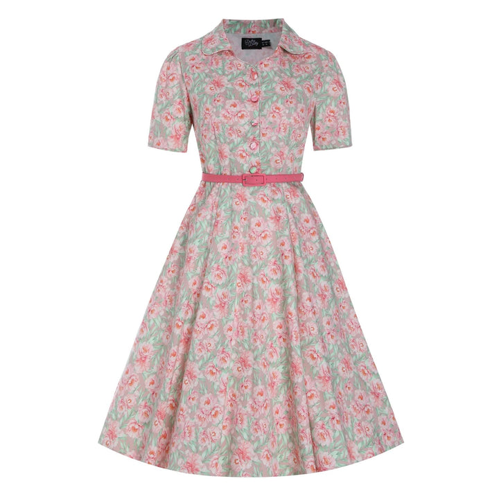 Pink Floral Penelope Diner Shirt Dress - Dolly & Dotty 1950s
