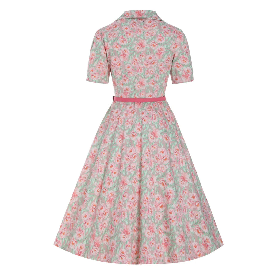 Pink Floral Penelope Diner Shirt Dress - Dolly & Dotty 1950s