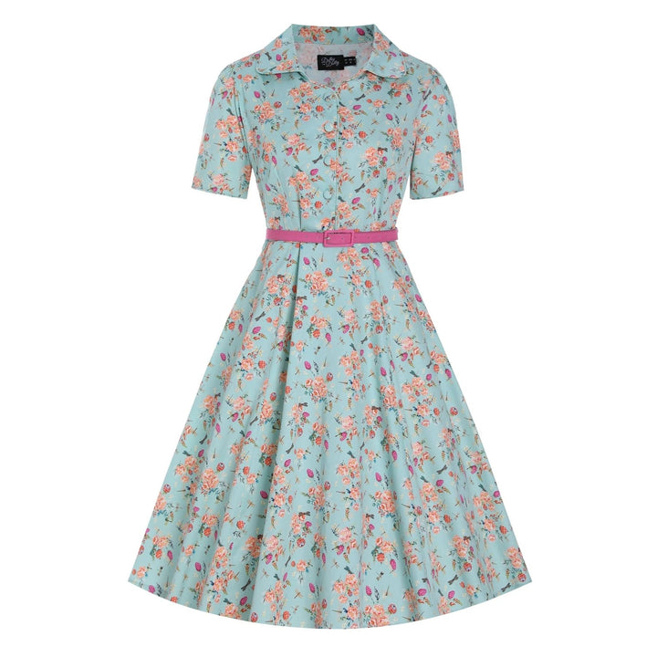 Mint Green Floral Penelope Diner Dress - Dolly & Dotty 1950s