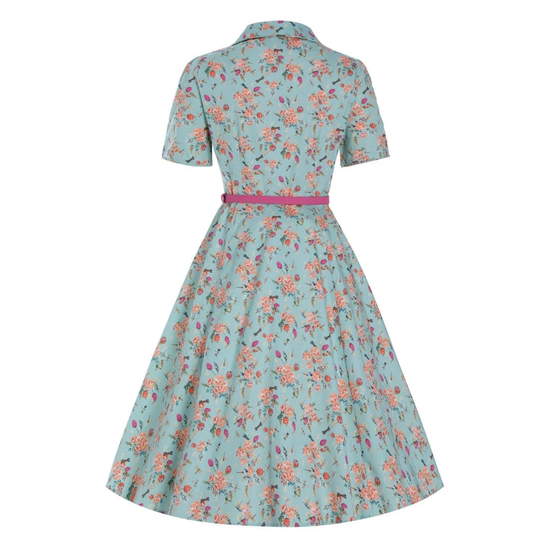 Mint Green Floral Penelope Diner Dress - Dolly & Dotty 1950s