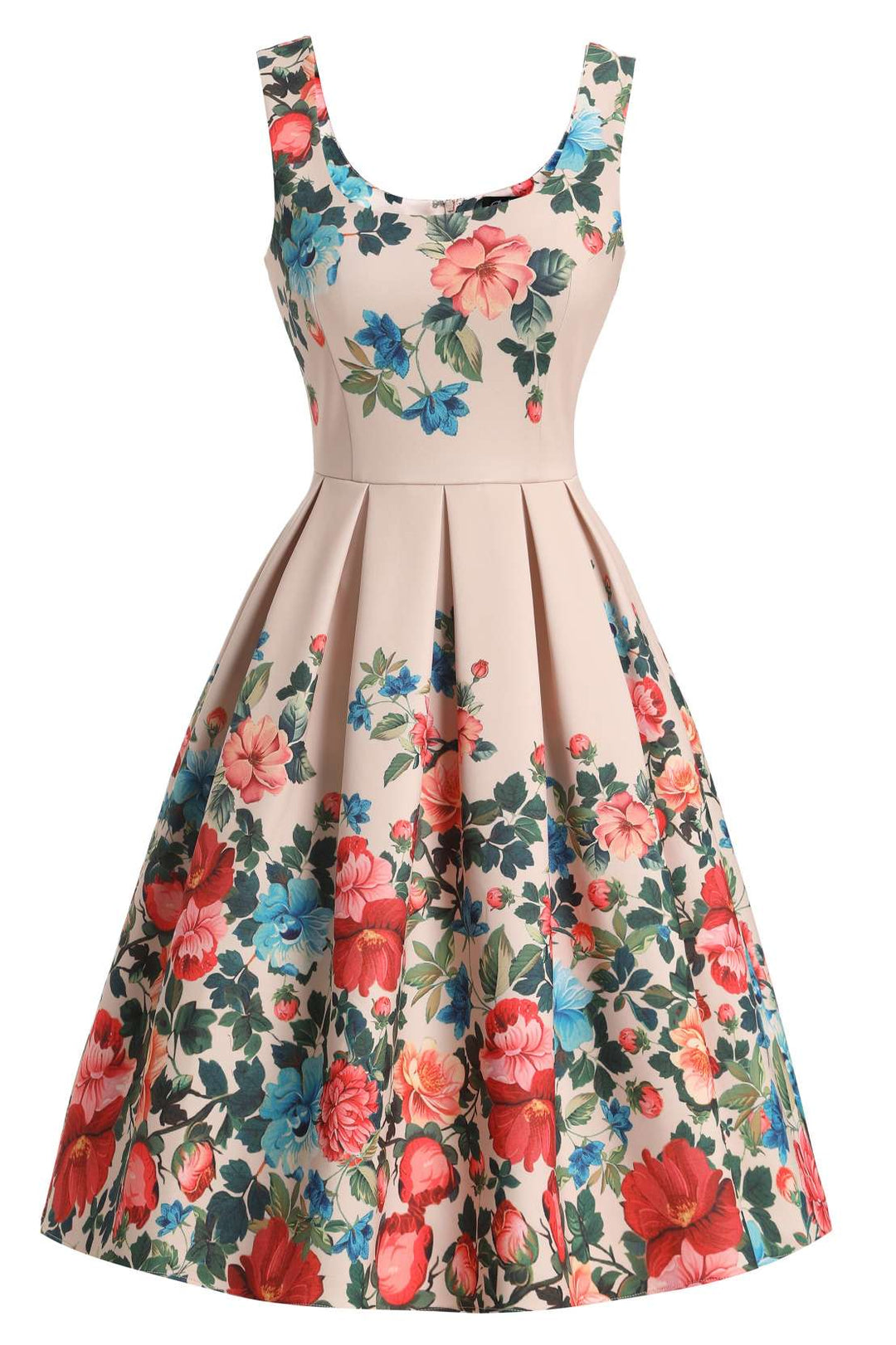 Floral dress with a colorful pattern on a white background