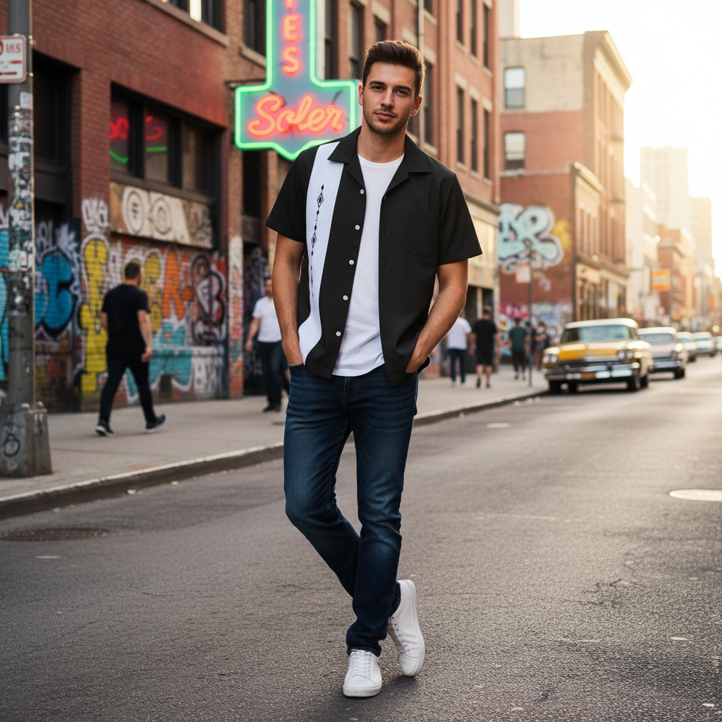 Black Havana Bowling Shirt Urban Color