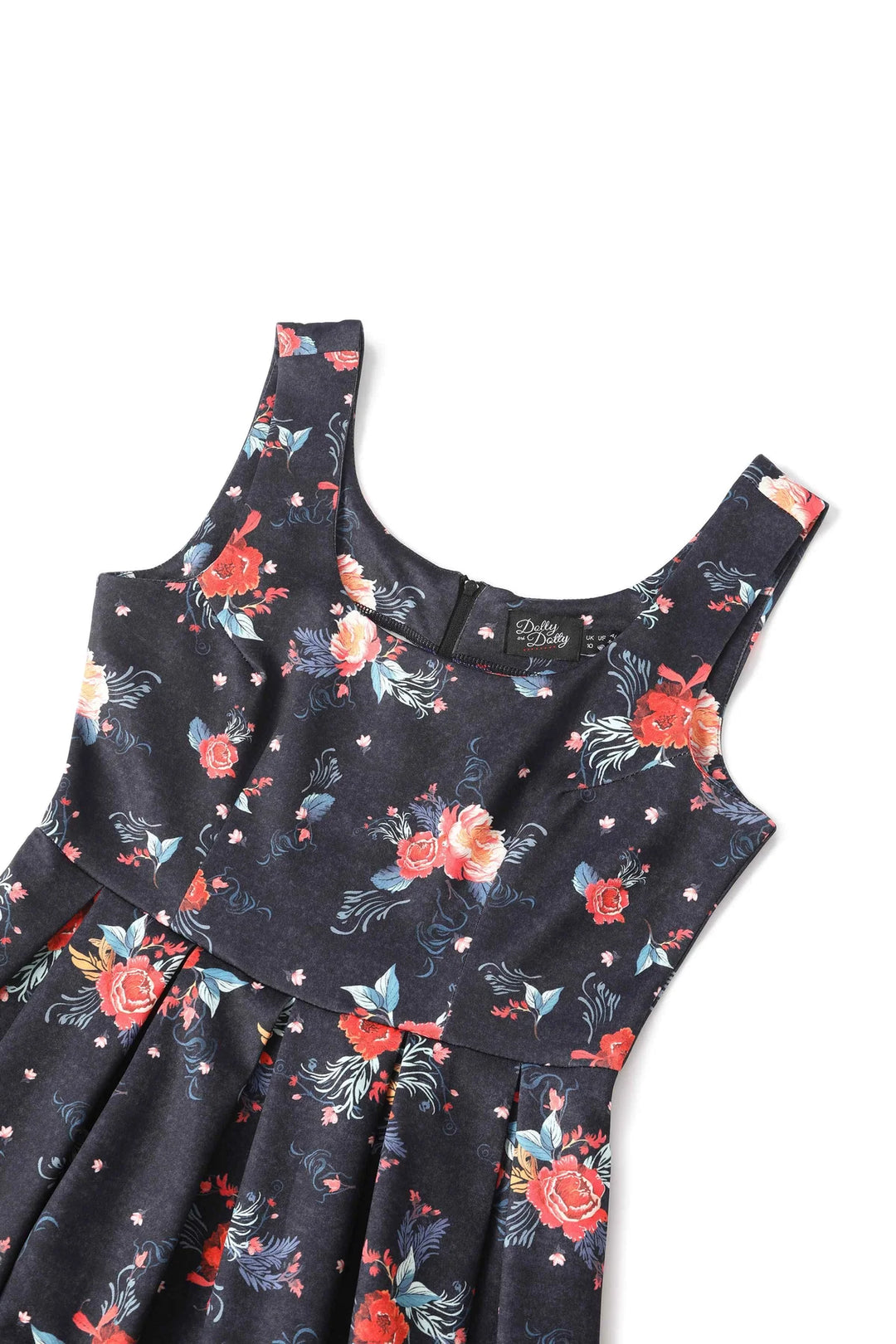 Black Tapestry Floral Amanda Dress - Dolly & Dotty Women's Vintage Swing