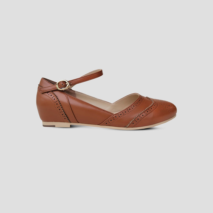 Charlie Stone Shoes vintage flats oxford wingtip academia style dark noisette brown oiled leather 
