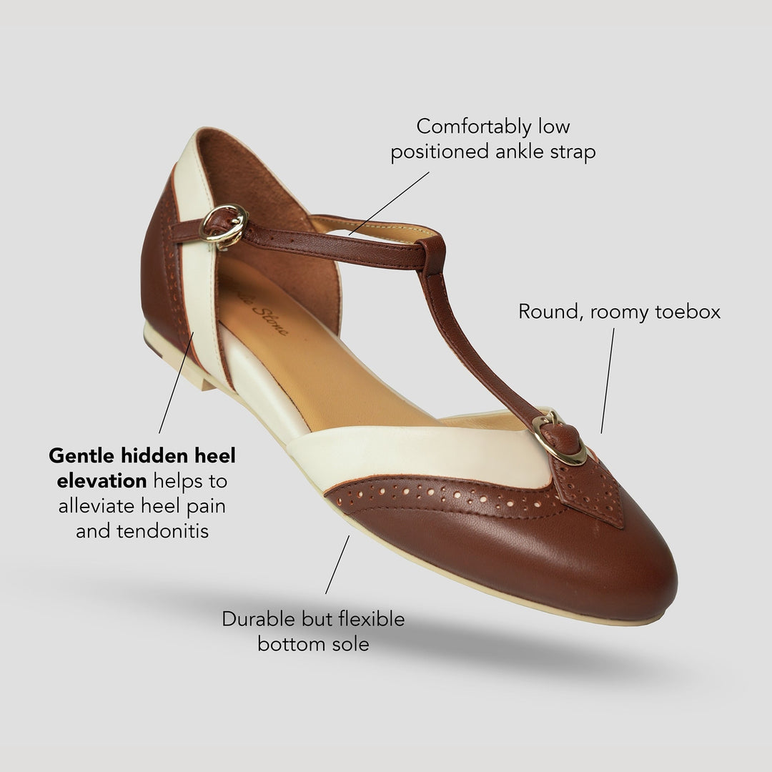 Charlie Stone Shoes vintage flats retro shoes with wedge for heel pain tendonitis plantar fasciitis 1940s style