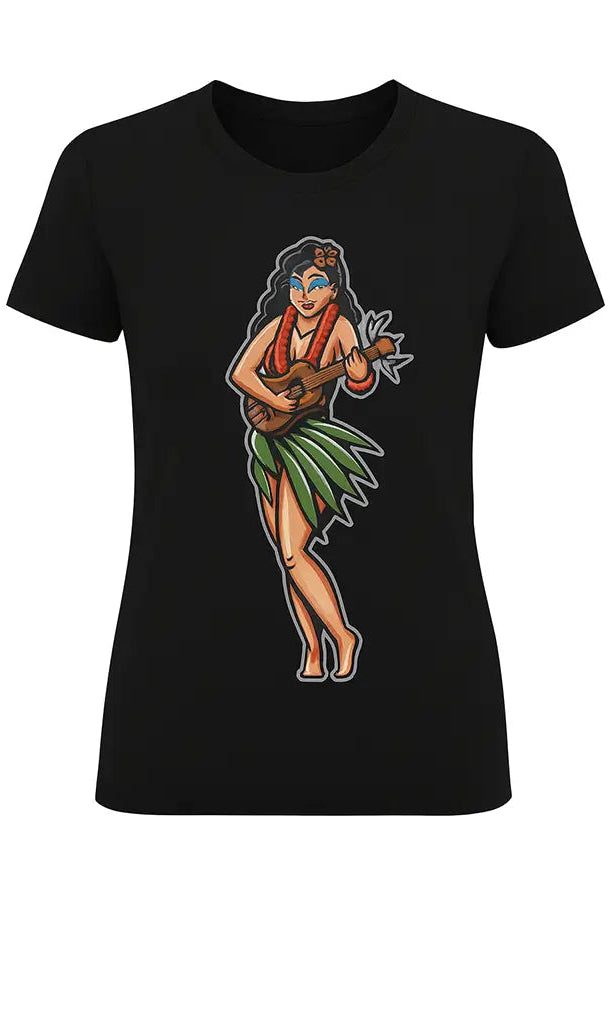 Pinky Star Women's Retro T-Shirt - Hula Girl Pin Up