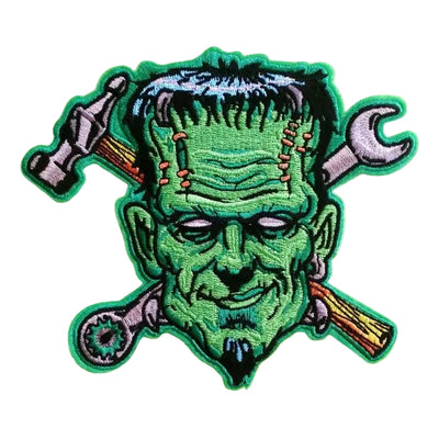 Rockabilly Frankenstein Patch - Embroidered Iron On Tattoo Style