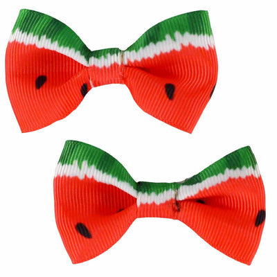 Set of two watermelon bow hair clips