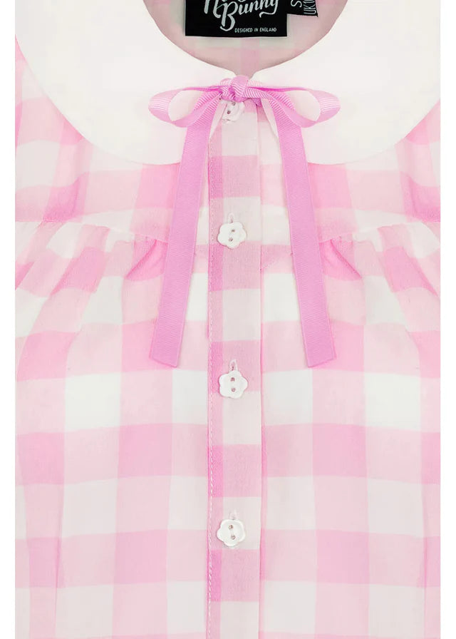 Pink White Cindy Top - Hell Bunny Gingham Check 1950s Womens
