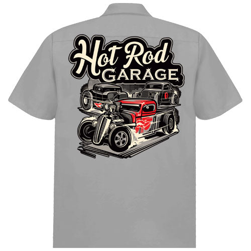 Grey Hot Rod Garage Work Shirt - Rocket 88 Men's Australia Rockabilly