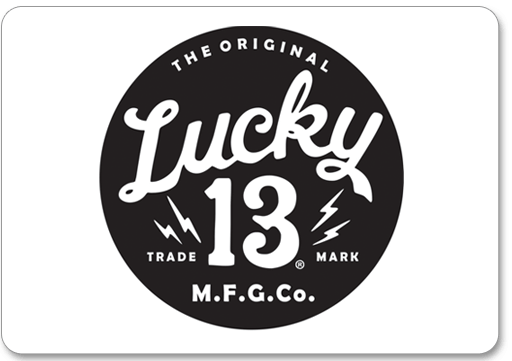 Lucky 13 circular logo on a white background.