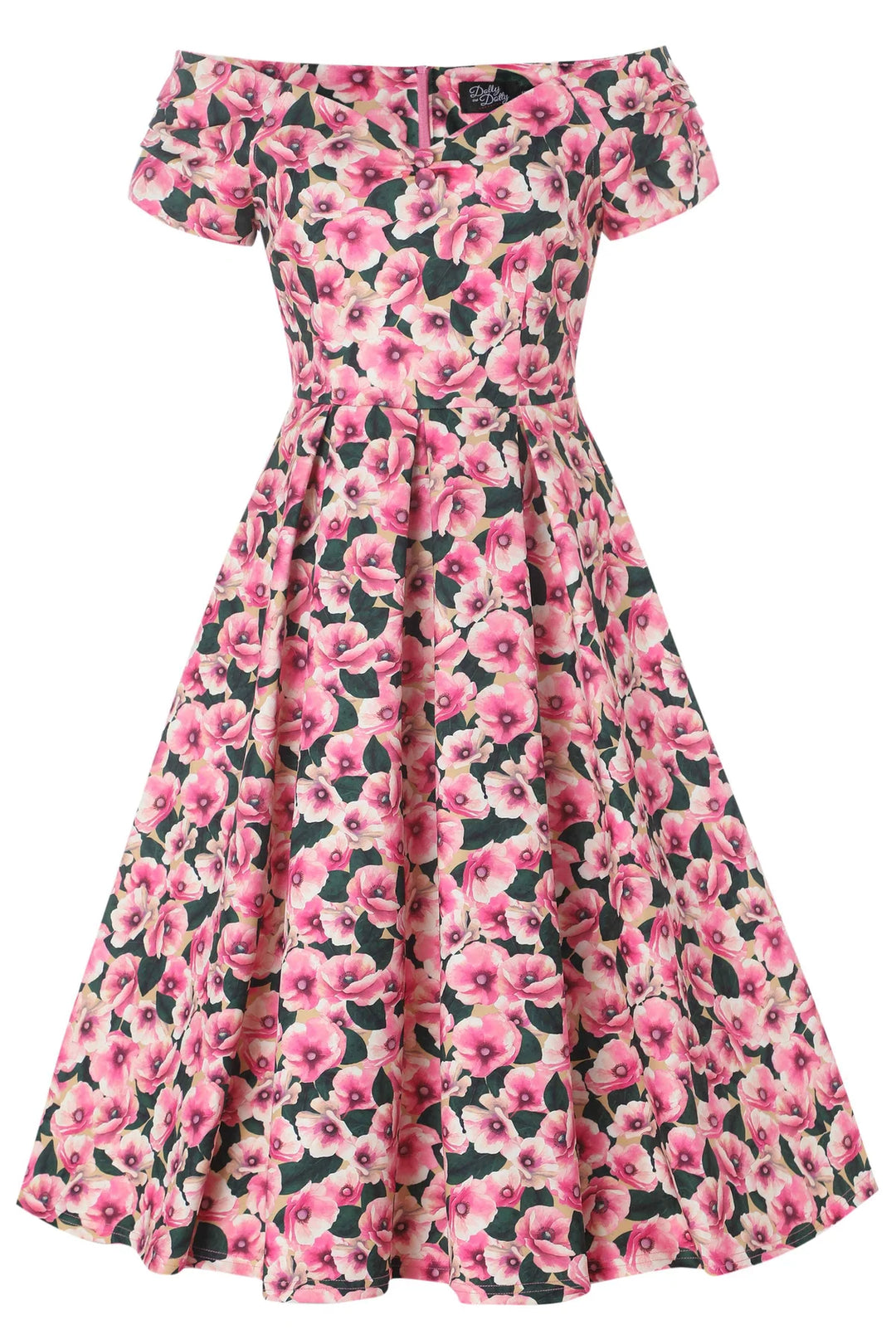 Pink Poppy Lily Dress - Dolly & Dotty Women's Vintage Midi Swing Size 22 Only