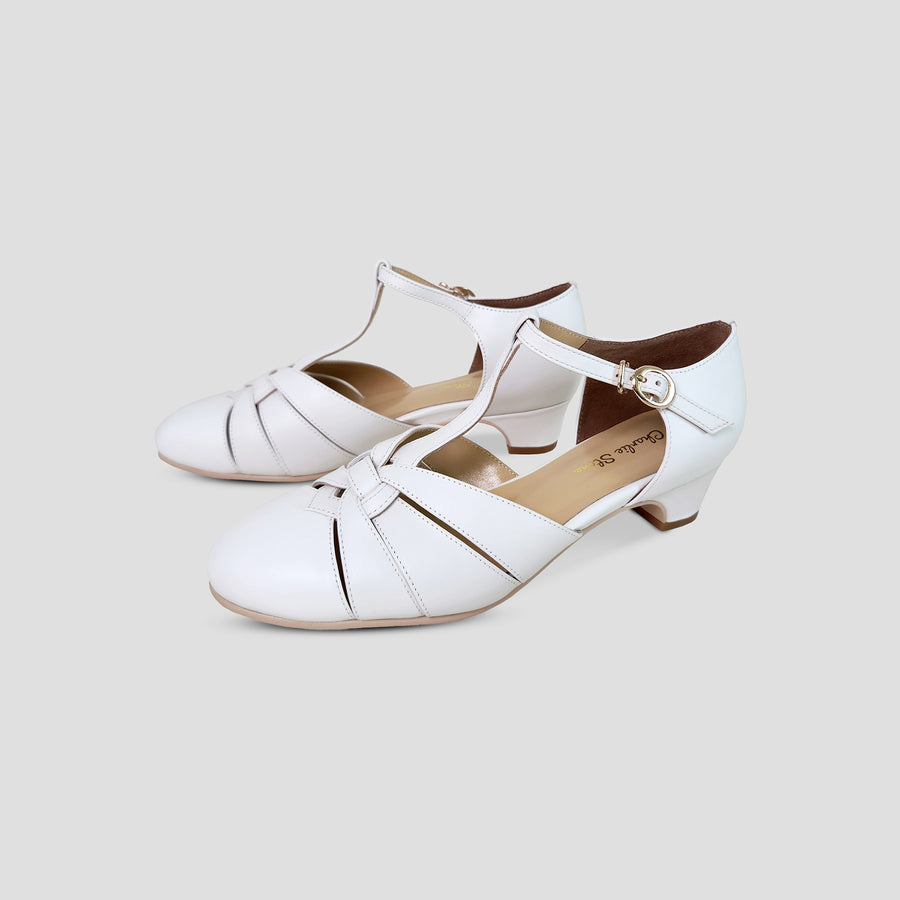 White Petit Montpelier Heels - Charlie Stone Vintage Inspired Women's Shoes