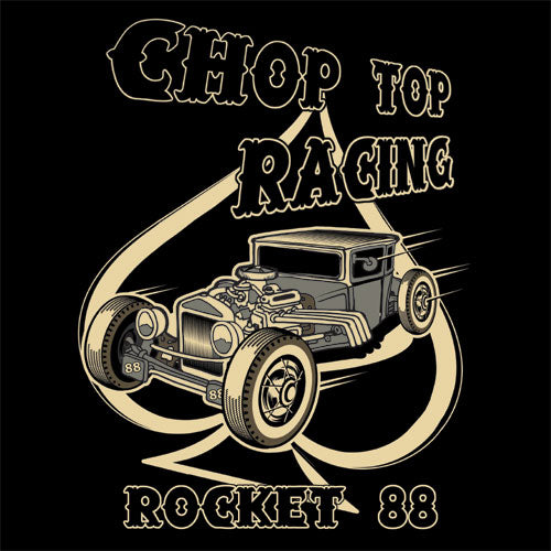 Black Chop Top Racer Work Shirt - Rocket 88 Men's Australia Rockabilly