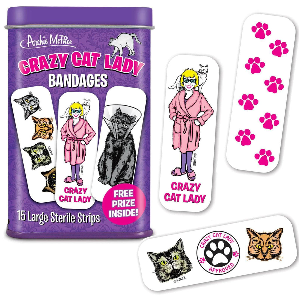 Archie McPhee Crazy Cat Lady Band Aids Bandages – Atomic Cherry
