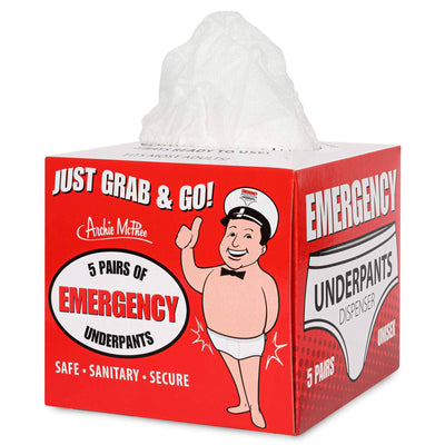 Front image Archie McPhee Emergency Underpants In A Box