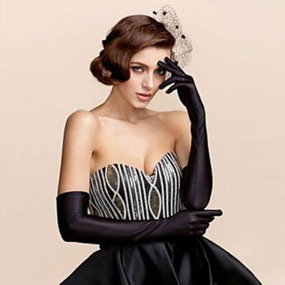 Image of Evening Gloves - Long (55cm) - Black