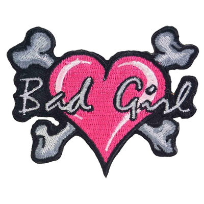 Image of Bad Girl Heart & Crossbones Iron On Patch