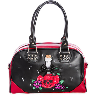 Banned Poison RIP Skull Bowler Bag front