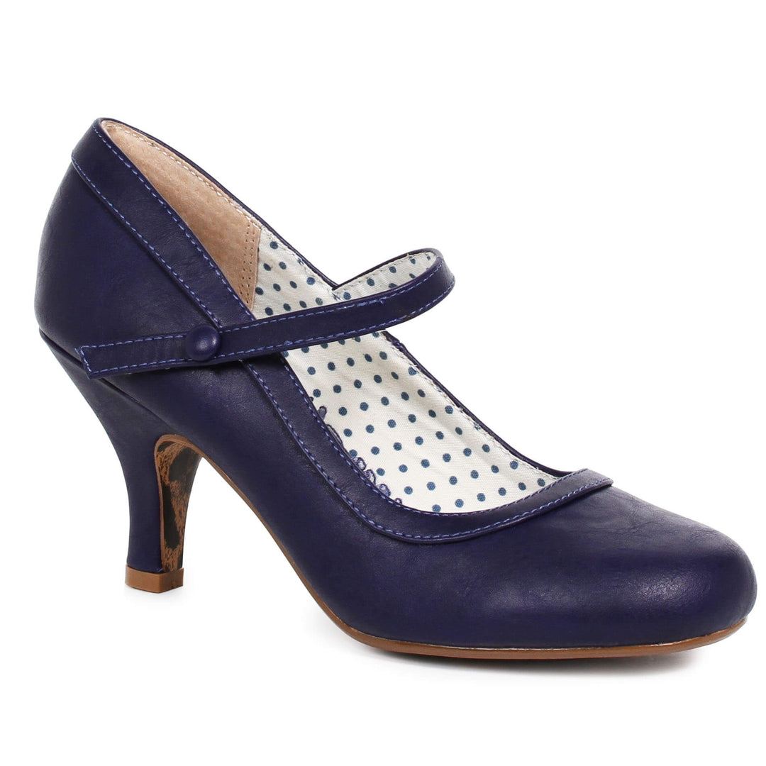 Bettie Page Shoes 'Bettie' Mary Jane Heels Navy – Atomic Cherry
