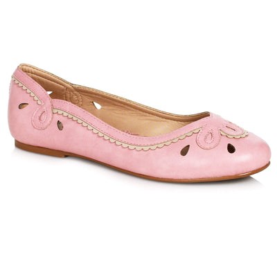 Bettie Page Shoes Dolly Flats - Pink - side view