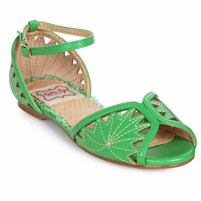 Bettie Page Shoes - Agnes Flats - Green