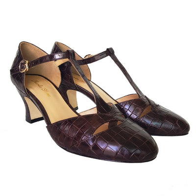 Image of Charlie Stone Luxe Roma Heels - Espresso Croc (Pre-Order)