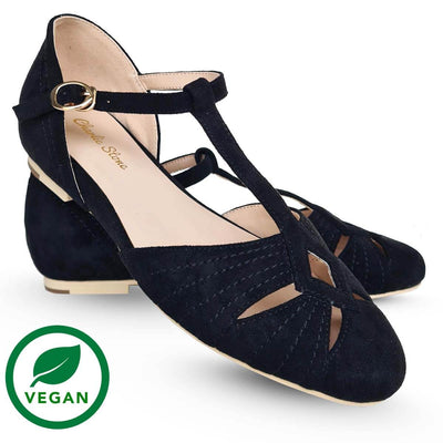 Charlie Stone Shoes London Flats - Black (Vegan) pair
