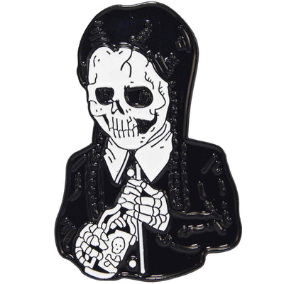 Image of Enamel Pin - Skeleton Wednesday Addams