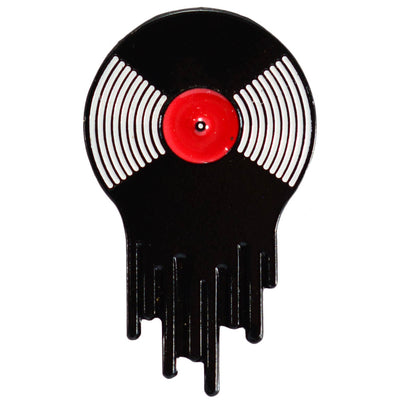 a melting Retro vinyl record enamel Pin
