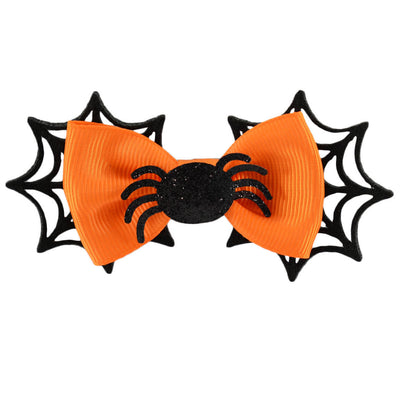 Orange Spider Web and Spider hair Clip