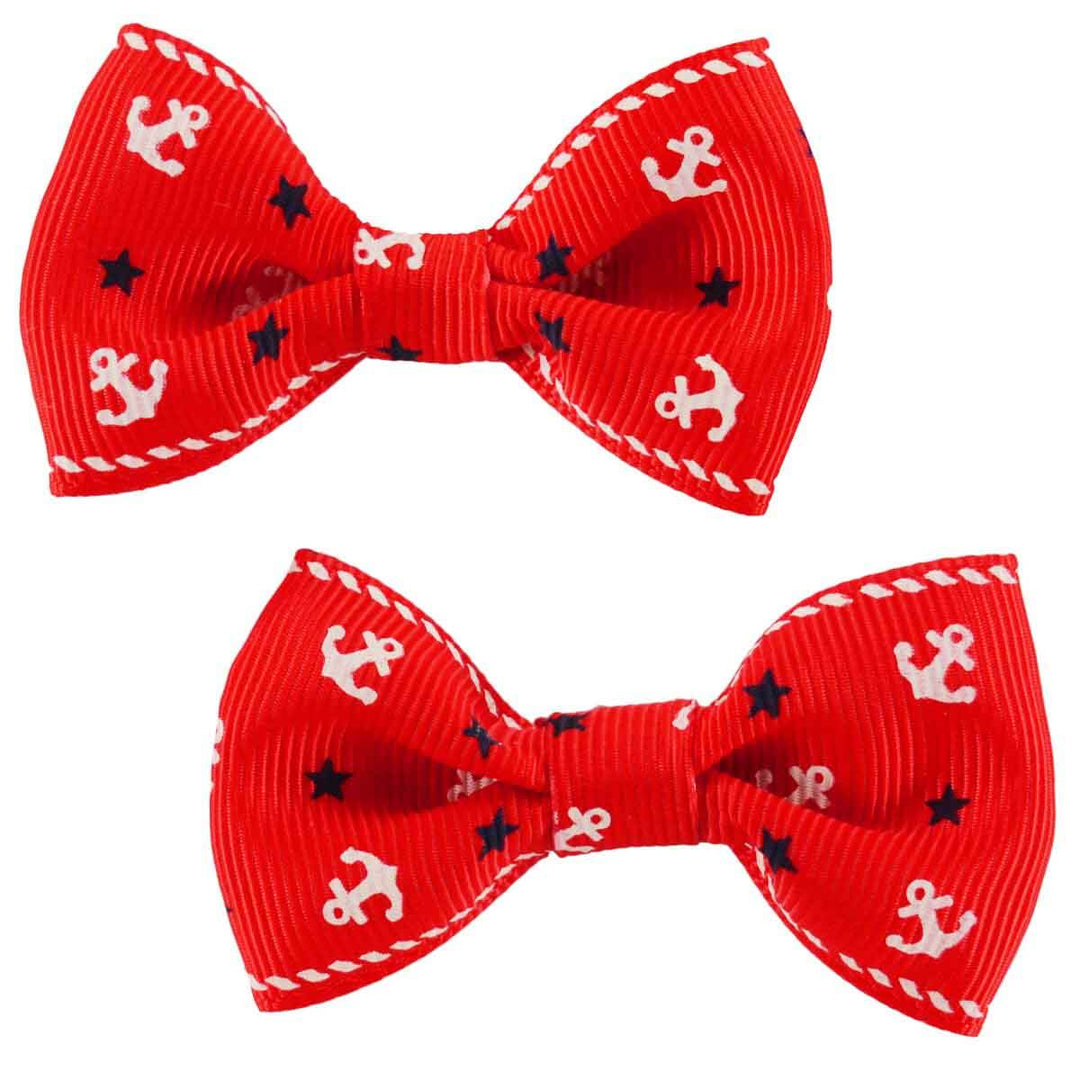Red with White anchors and black stars a set of 2