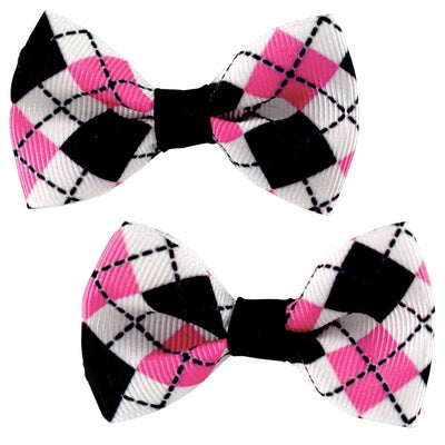 Set of two argyle print hair bow clips