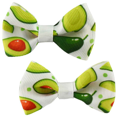 Set of two avocado print hair bow clips