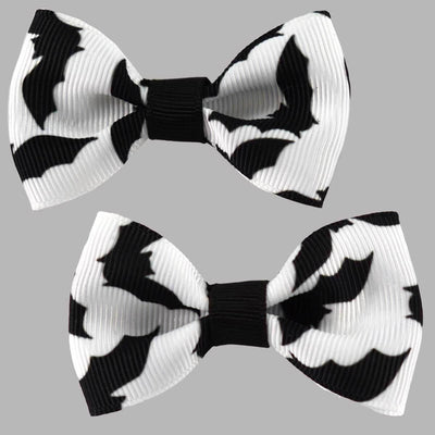 Gothic bat print hair bows clips