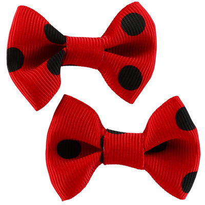 image of Polka Dot Hair Clips - Red/Black