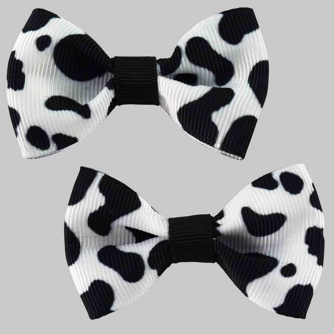 Set of two cow hide print hair bow clips