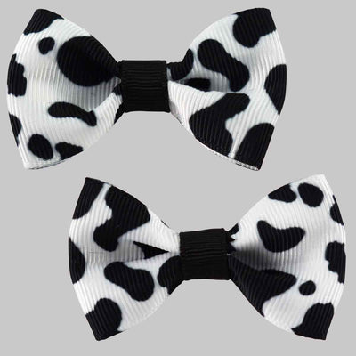 Set of two cow hide print hair bow clips