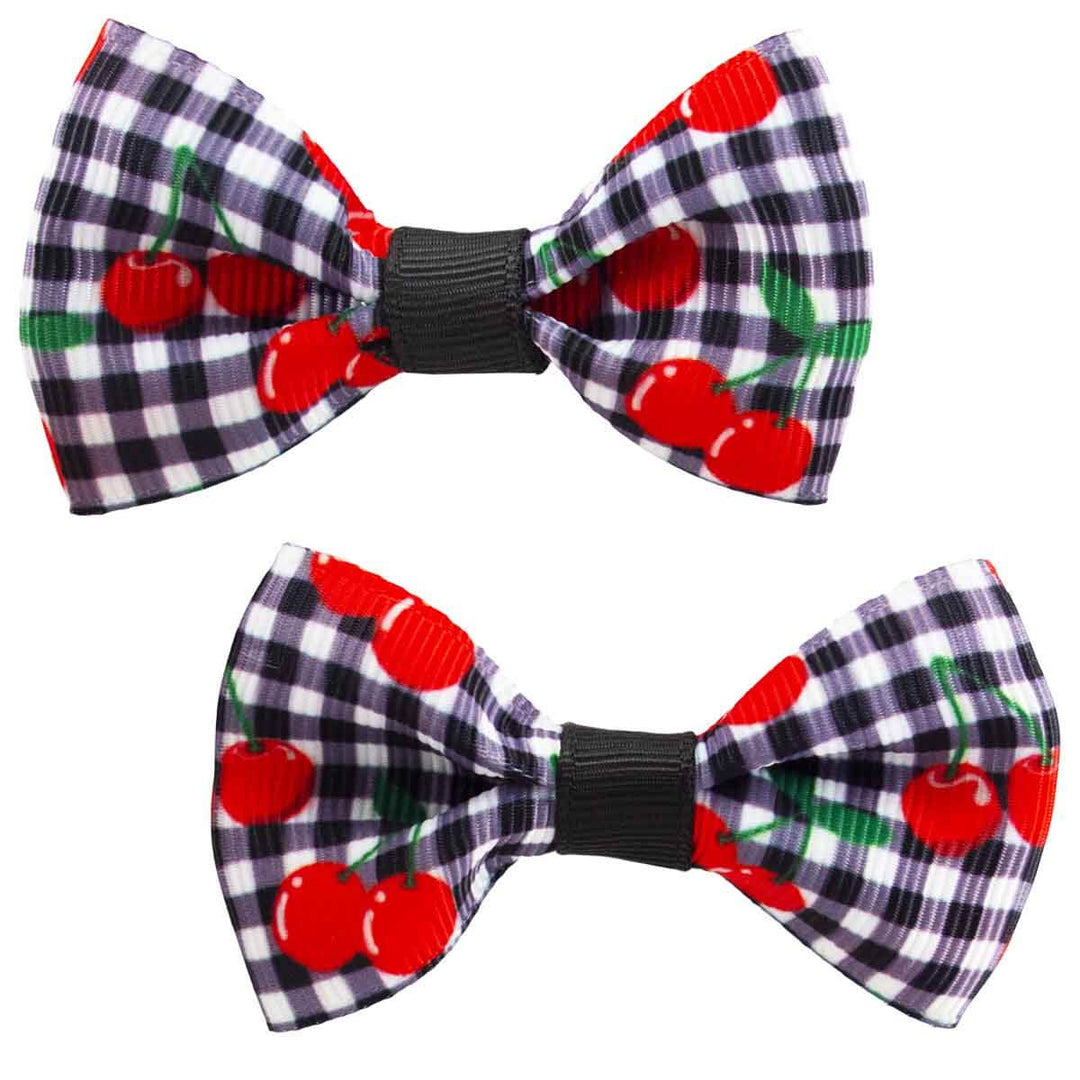 Black & white gingham with red cherries Sat of 2