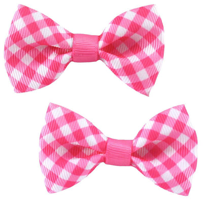 Hair Clips - Gingham Bows - Pink