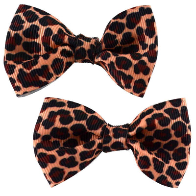 Set of two leopard print hair bow clips