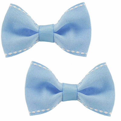 Hair Clips - Light Blue with contasting white stitching