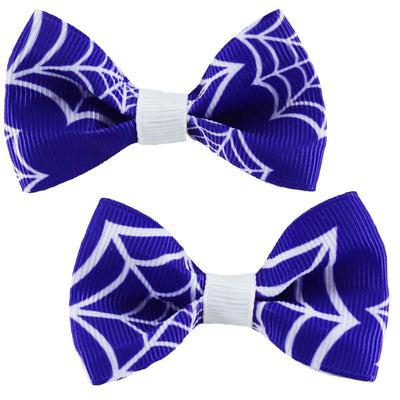 A set of 2 spider web hair bows clips