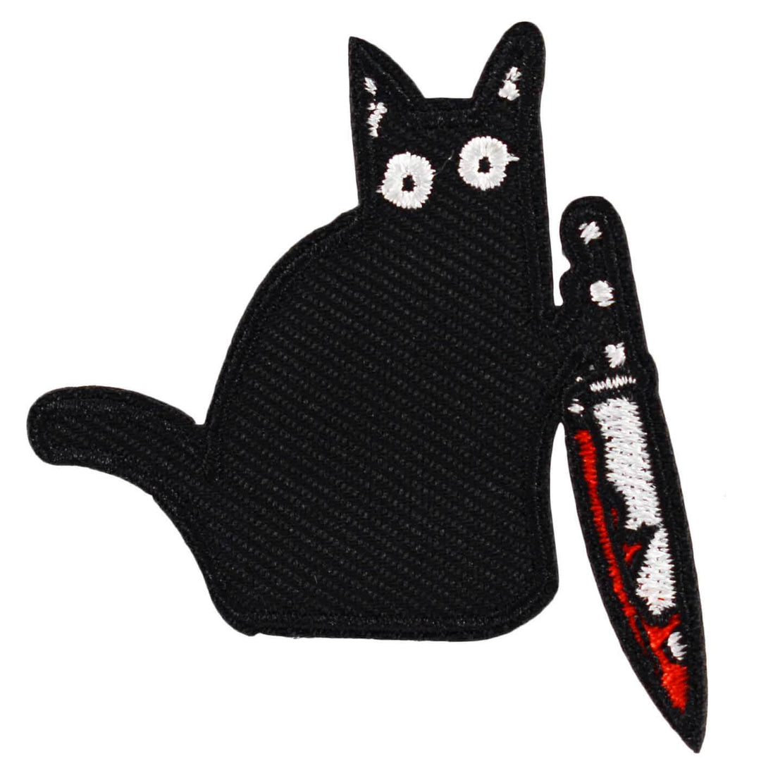 Cat and knife iron on patch