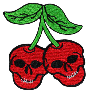 Cherry Skull Iron On Patch